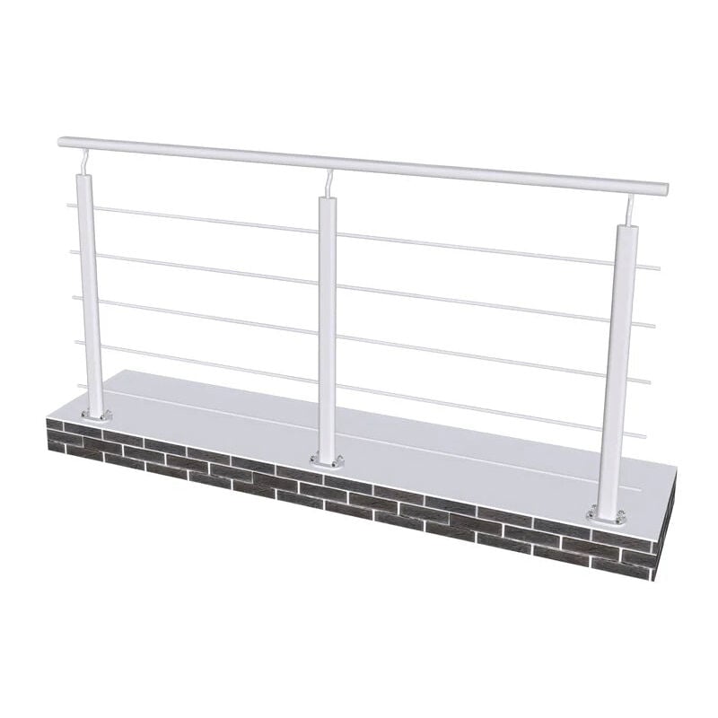 Garde de Corps de sécurité pour terrasse, fixation verticale intérieure et extérieure - Longueur 2ml avec 5 traverses - Grand Verre