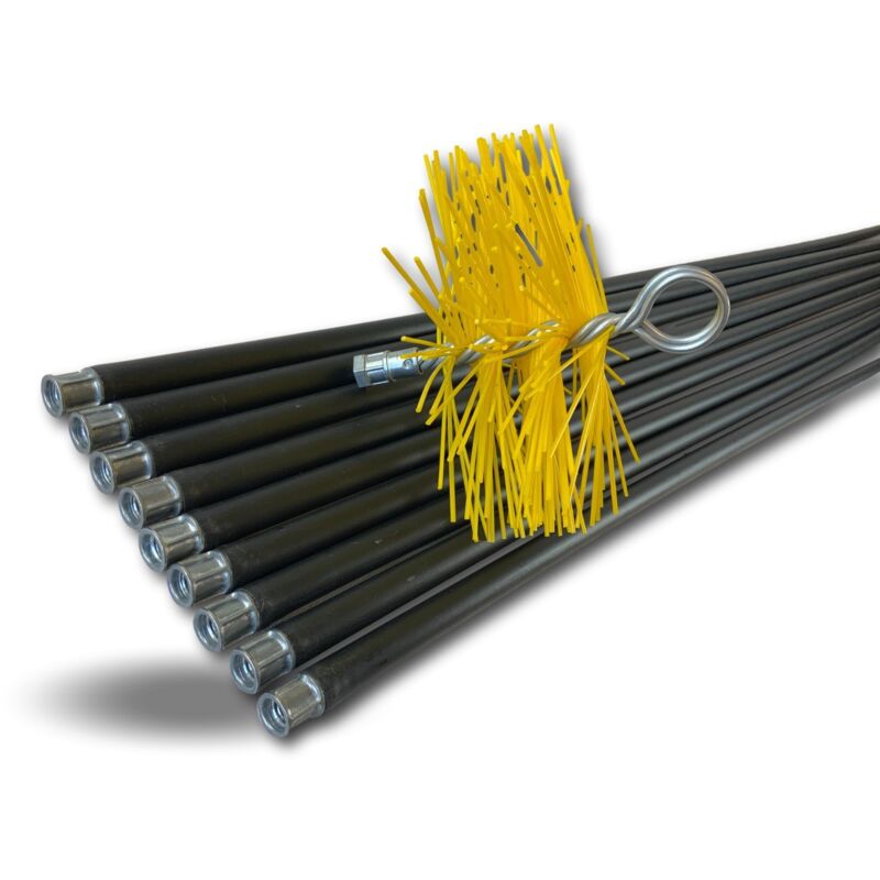 Kibros - Kit ramonage classique conduit gainé Hérisson synthétique 9 cannes 91,4m - ø 250 mm - Kit classique nylon long
