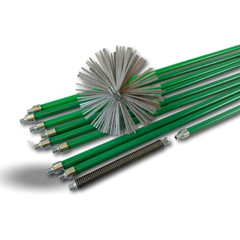 Kit ramonage pro non gainé  Hérisson acier  9 cannes vertes  12,2 m  Ø 180 mm - Kit pro acier long