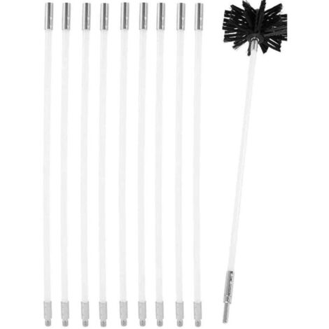 Kit Ramoneur Poêle à Granulés 4m - Ramoneur Hérisson Tête de Brosse 100mm 9 Baguettes de Ramonage Flexibles (4m)
