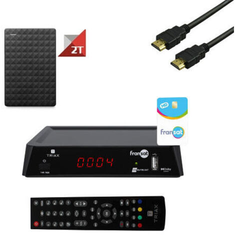 KIT RÉCEPTEUR SATELLITE THR 7620 FRANSAT+ CARTE FRANSAT 4 ans + DISQUE DUR 2TO + HDMI