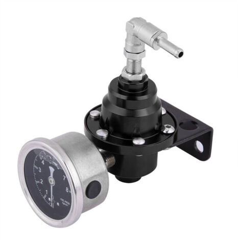Kit regolatore di pressione carburante universale per auto Eosnow in alluminio, regolabile 1:1, con indicatore di pressione dell'olio (nero)