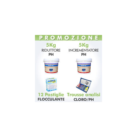 Kit regolazione PH piscina + Trousse di analisi del Cloro/pH