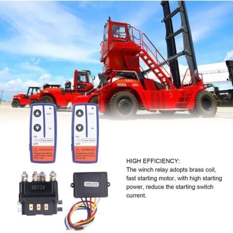 Kit relais de treuil 12 V 250 A avec interrupteur de commande à distance pour véhicules industriels