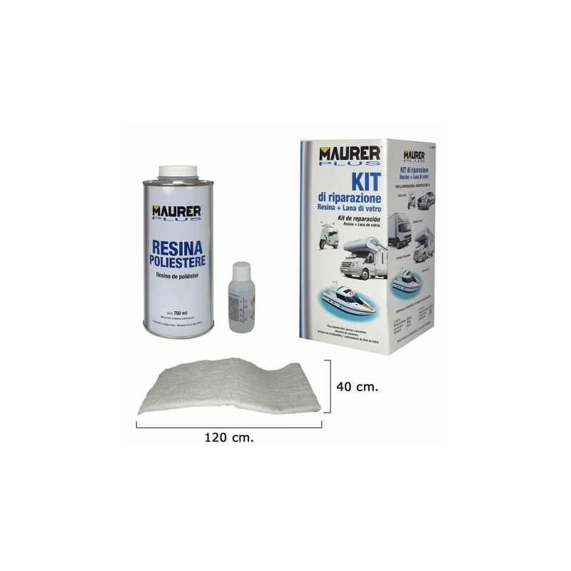 

Maurer - Kit reparación resina poliester 750 ml con endurecedor y fibra de vidrio