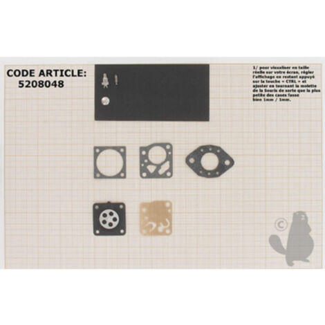 Kit Réparation Membranes Et Joints Carburateur Adaptable Alpina Castor Modèles 540, 600, P34. Remplace Origine Tillotson Rk-16hu
