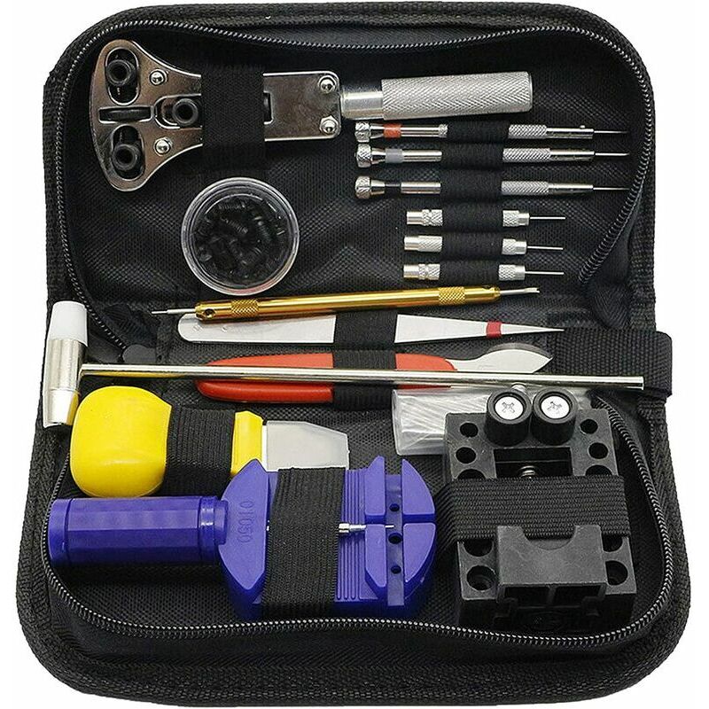 Kit Réparation Montre Outil 147 Pièces Professionnel Ensemble d'outils de Barre de Ressort pour Ajuster Bracelet et Changer Piles avec étui Outillage