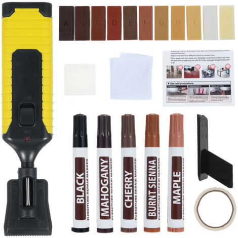 Kit réparation plancher bois et vinyle – 11 couleurs – Bloc restauration – Répare rayures, fissures, taches – Pour table et armoire