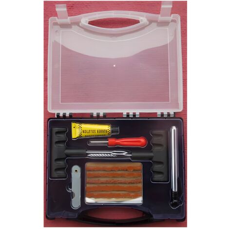 Kit réparation Pneu Tubeless de Luxe auto moto 4x4 + 20 Mèches pré encollées