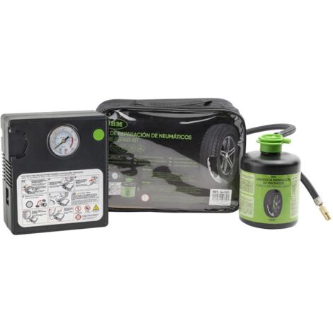 KIT REPARATON CREVAISON PNEUS, COMPRESSEUR + LIQUIDE ANTI-CREVAISON