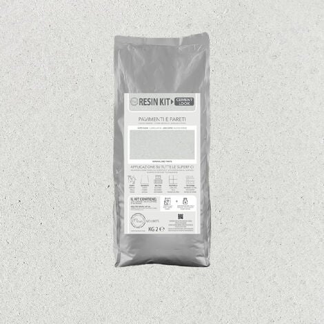 Kit Resina Cemento Fleur in Polvere per Pavimenti Pareti Piastrelle - Formato: 2 Kg - Colore: Grey White