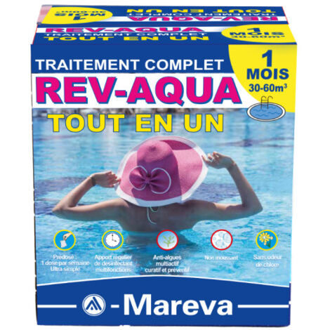 Kit Rev-Aqua MAREVA traitement complet pour piscine de 30 à 60 m3 - 1 mois - 140011U