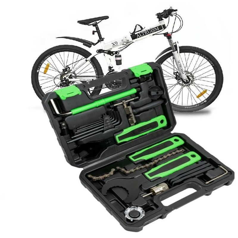 Image of JBM - kit riaparazione bici in valigetta 20 pz kit attrezzi bicicletta ricambi bic