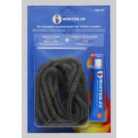 KIT RICAMBIO TRECCIA + SILICONE ALTA TEMPERATURA  ml 60  Ø 10x2,5 mt     MADE IN ITALY