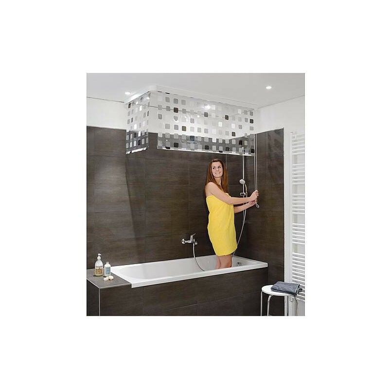 Kit rideau d'angle de douche (lxp) 1320x560 mm emaga rideau gris, 100% Vinyle