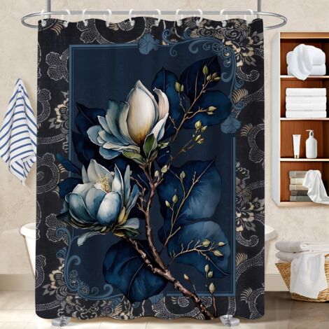 Kit rideau de douche en polyester 180x180 naturel rideau séchage rapide pour décoration salle de bain