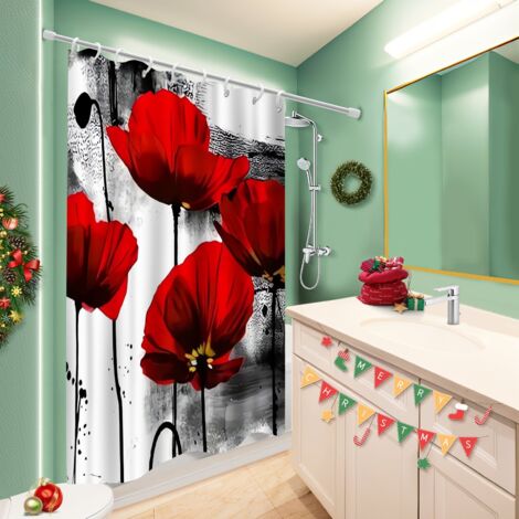 Kit rideau de douche en polyester 180x180 pratique rideau étanche pour une touche de gaieté et de couleur