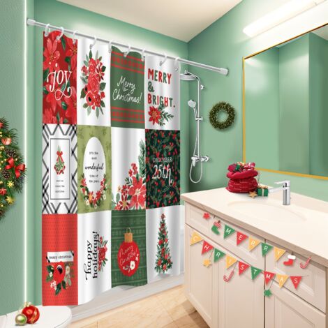 Kit rideau de douche en polyester 180x180 stylé séparation douche pour votre chalet à la montagne