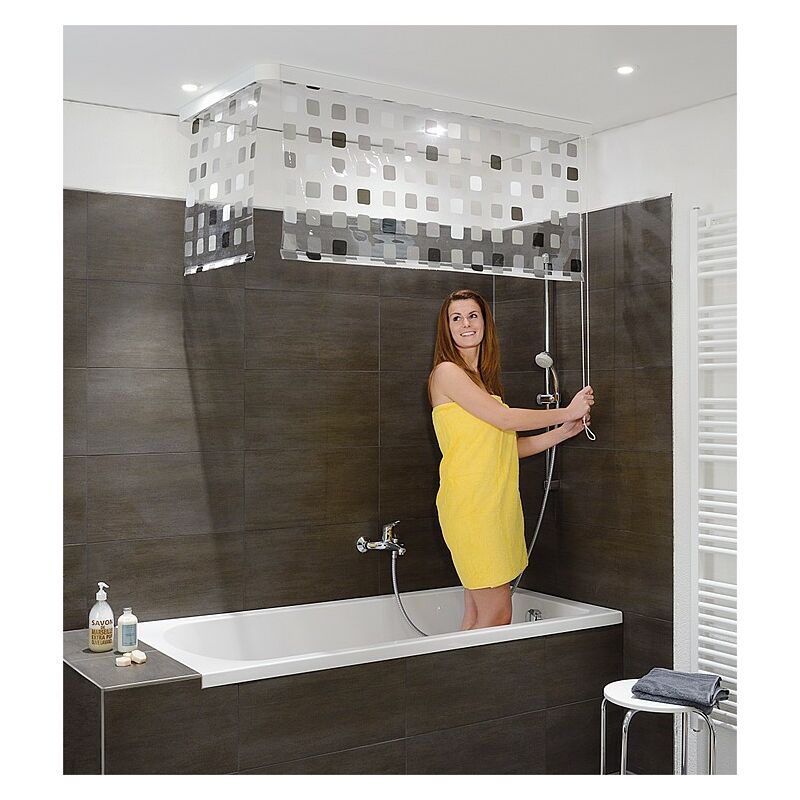 Banyo - Kit rideau de douche roulant angulaire Gris