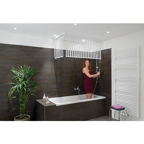 Kit rideau de douche roulant angulaire | Blanc