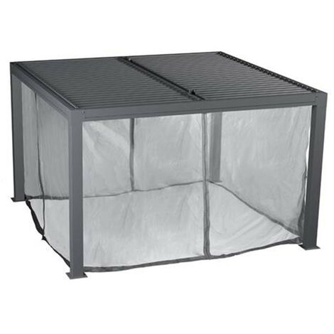 Kit rideau moustiquaire 10,80m² – Tissu polyester 30 gr/m² – Structure aluminium thermolaqué – Compatible pergola bioclimatique PER 3630 BI – Habrita Foresta