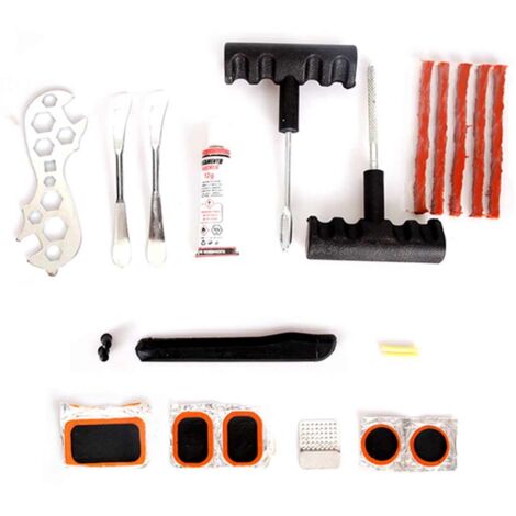 Kit Riparazione per Pneumatici Bicicletta Riparazione Camera d'Aria Bici Auto Moto Veicoli con Pneumatici in Gomma Kit da 22 Pezzi