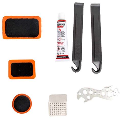Kit Riparazione per Pneumatici Bicicletta Riparazione Camera d'Aria Bici Moto Veicoli con Pneumatici in Gomma Kit da 10 Pezzi