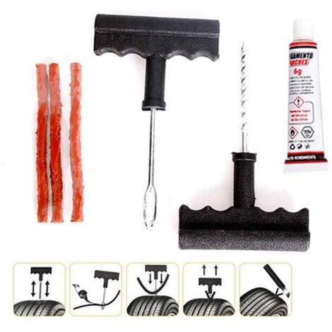 Kit Riparazione per Pneumatici Camera d'Aria Auto Moto Veicoli con Pneumatici in Gomma Kit da 6 Pezzi