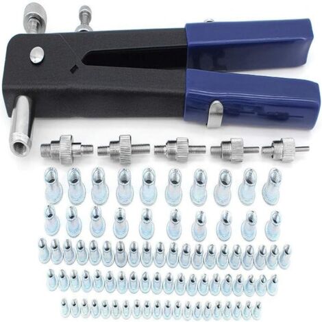 Kit Rivet Écrou Fileté - Pince à Riveter avec Mandrins M3 M4 M5 M6 M8 - Pour Réparation Automobile Meubles Bateaux - 86 Pièces