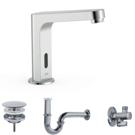 Kit robinet électronique de lavabo une seule eau BASIC Chromé - TRES 39210397