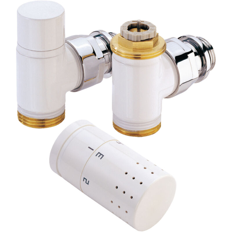 Kit robinet radiateur - thermostatique - design - blanc - equerre - 15 x 21 Alterna kit1th