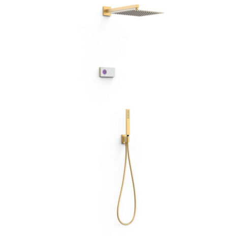 Kit robinet thermostatique électronique encastré à 2 voies Shower Technology Or Mat 24K - TRES 09286563OM