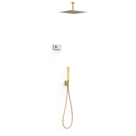 Kit robinet thermostatique électronique encastré à 2 voies Shower Technology Or Mat 24K - TRES 09286564OM