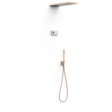 Kit robinet thermostatique électronique encastré à 2 voies Shower Technology Or Rose Mat 24K - TRES 09286551OPM