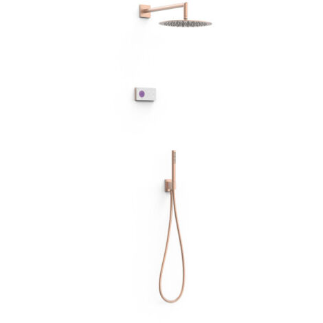 Kit robinet thermostatique électronique encastré à 2 voies Shower Technology Or Rose Mat 24K - TRES 09286558OPM
