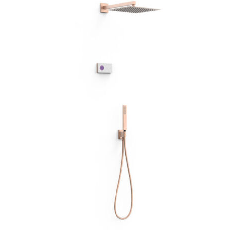 Kit robinet thermostatique électronique encastré à 2 voies Shower Technology Or Rose Mat 24K - TRES 09286563OPM