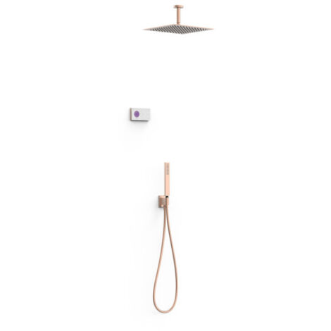 Kit robinet thermostatique électronique encastré à 2 voies Shower Technology Or Rose Mat 24K - TRES 09286564OPM