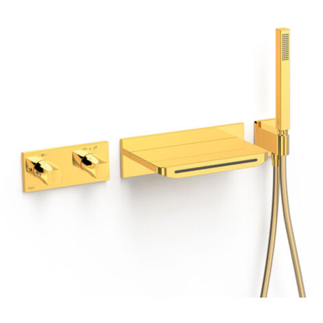 Kit robinet thermostatique encastré à 2 voies B-system pour douche Or 24K - TRES 30725207OR