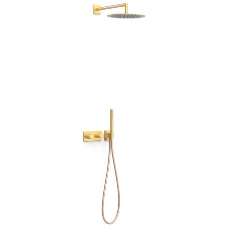 Kit robinet thermostatique encastré à 2 voies B-system pour douche Or Mat 24K - TRES 30735204OM