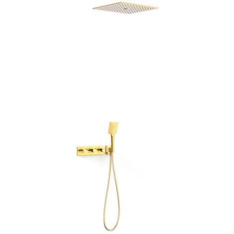 Kit robinet thermostatique encastré à 3 voies B-system pour douche Or 24K - TRES 30725306OR
