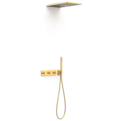 Kit robinet thermostatique encastré à 3 voies B-system pour douche Or Mat 24K - TRES 30725305OM