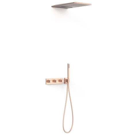 Kit robinet thermostatique encastré à 3 voies B-system pour douche Or Rose Mat 24K - TRES 30725305OPM