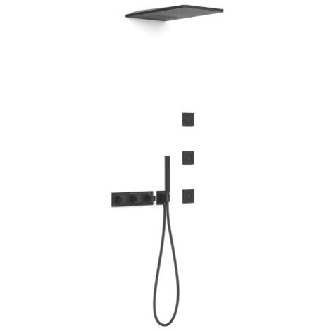 Kit robinet thermostatique encastré à 4 voies B-system pour douche Noir mat - TRES 30725405NM