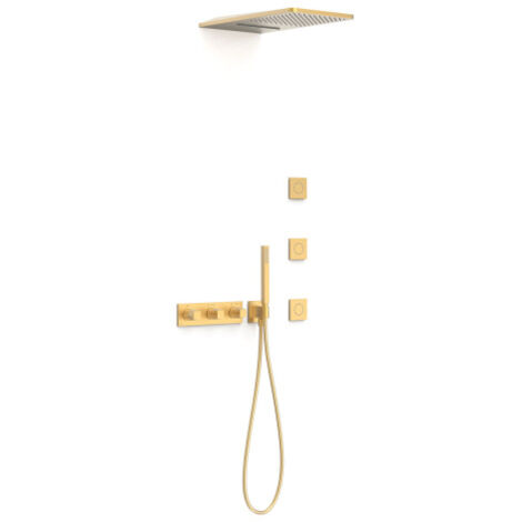 Kit robinet thermostatique encastré à 4 voies B-system pour douche Or Mat 24K - TRES 30725405OM