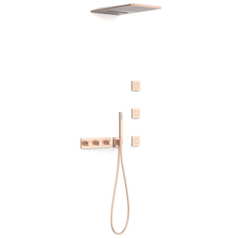 Kit robinet thermostatique encastré à 4 voies B-system pour douche Or Rose Mat 24K - TRES 30725405OPM