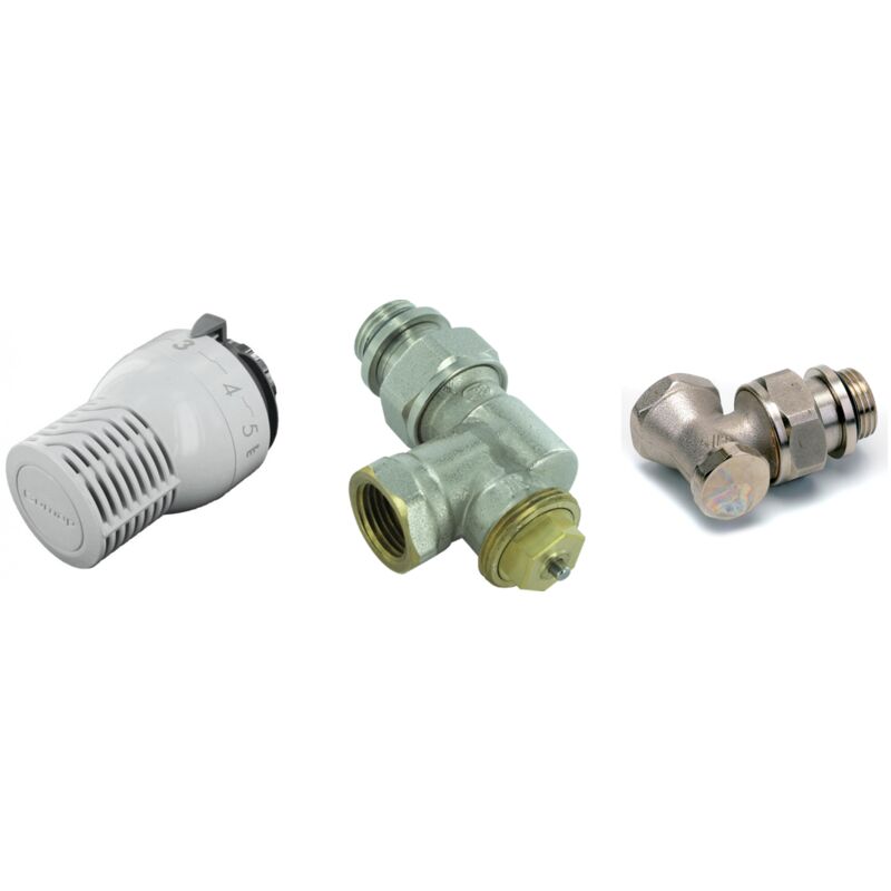 Kit thermostatique sensity équerre inverse 3/8JT - Inclus tête thermostatique Sensity M30 + corps thermostatique Kv réglable + raccord de réglage