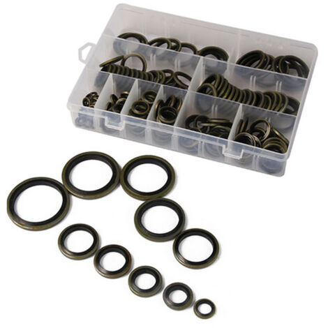 Kit Rondelle Piatte  165 pezzi Anelli di Guarnizione Metallo Gomma Distanziatori