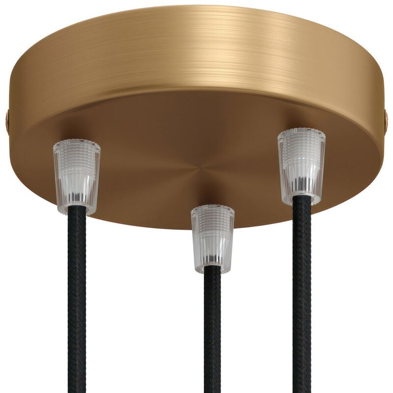 

Creative Cables - Kit rosetón cilíndrico de metal 3 agujeros | Cónico - Latón satinado - Latón satinado
