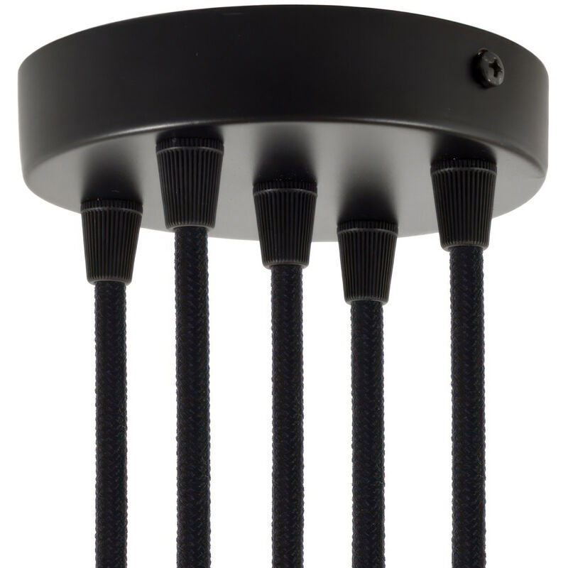 

Creative Cables - Kit rosetón cilíndrico de metal 5 agujeros | Cónico - Negro - Negro