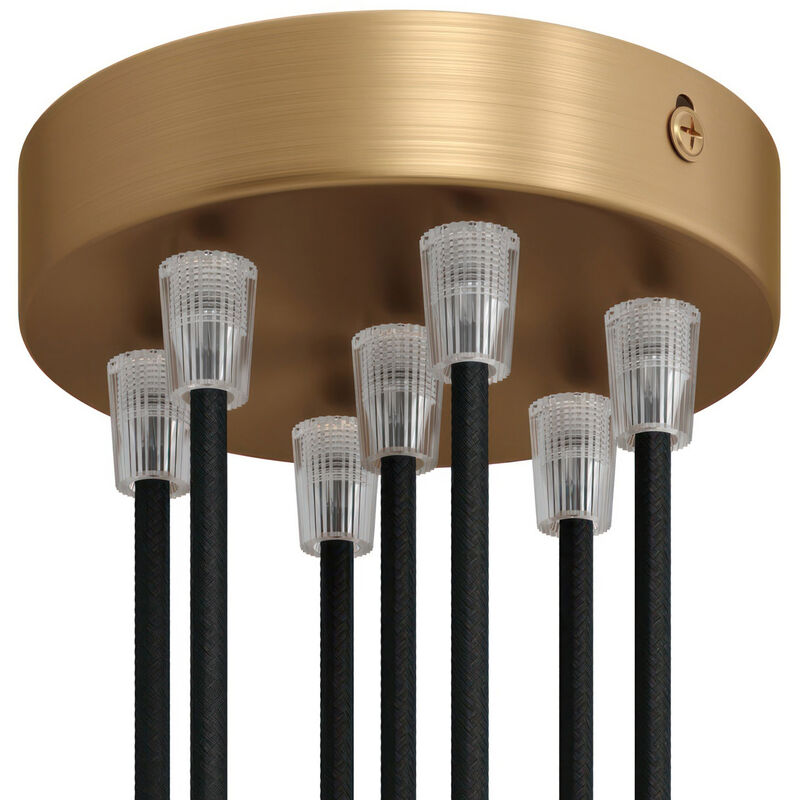 

Creative Cables - Kit rosetón cilíndrico de metal 7 agujeros | Cónico - Latón satinado - Latón satinado